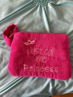 Just Call Me Princess Hot Pink Kids Wristlet Pouch - Embroidered